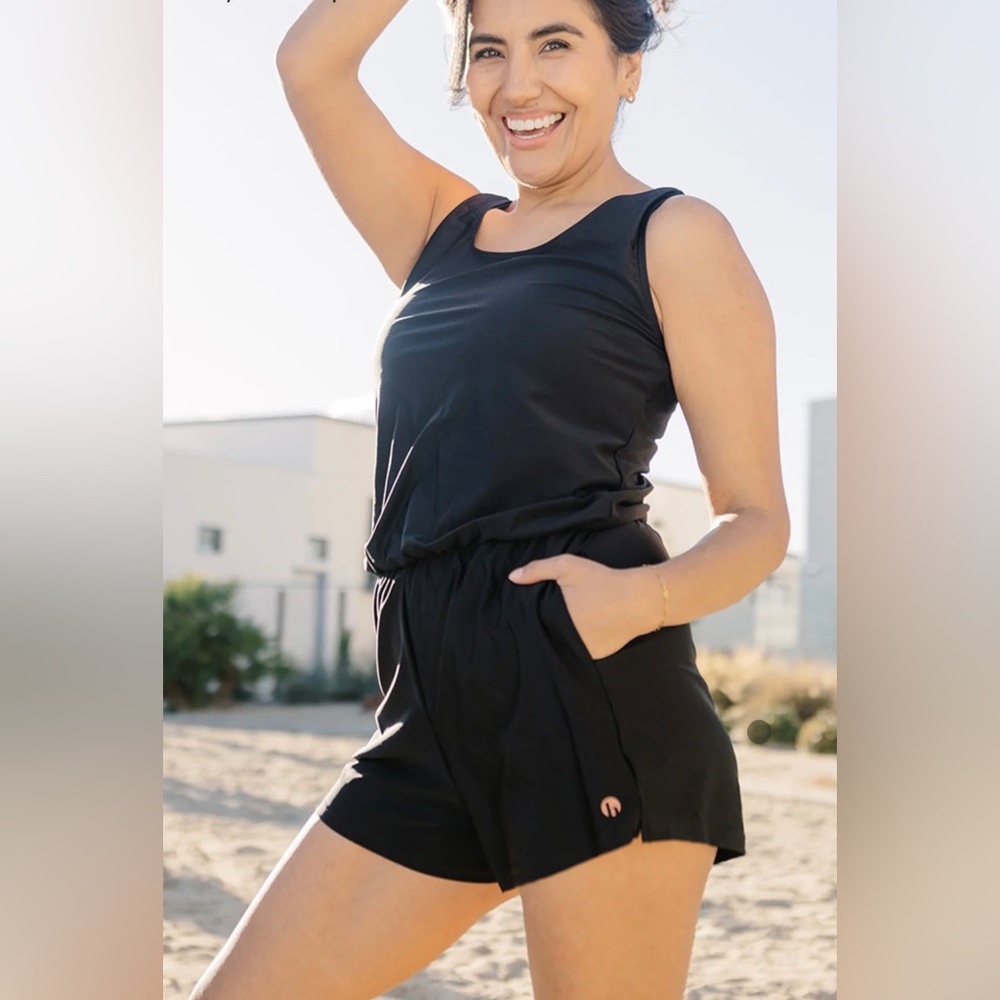 Black Women's One-Piece Swim Romper - Classic Black